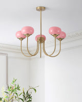 Mid-Century Copper Glass Chandelier – 3 or 5 Globe