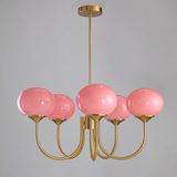 Mid-Century Copper Glass Chandelier – 3 or 5 Globe