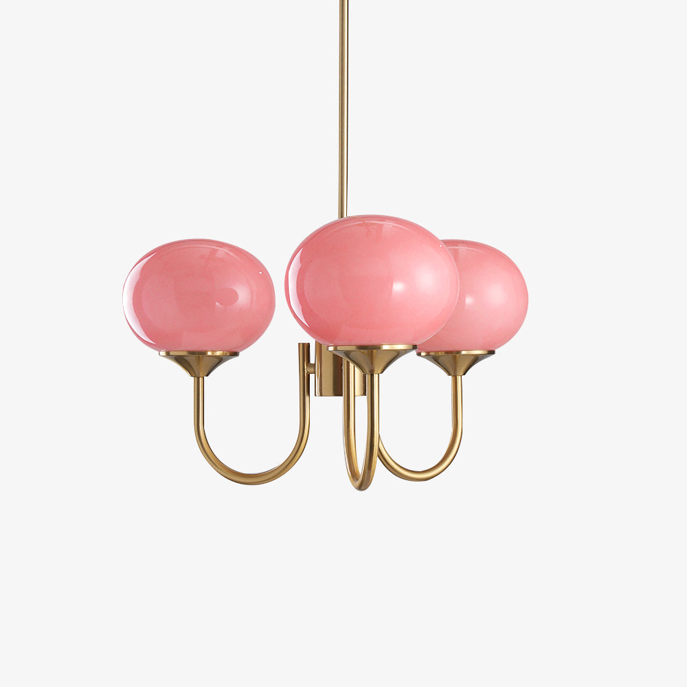 Mid-Century Copper Glass Chandelier – 3 or 5 Globe