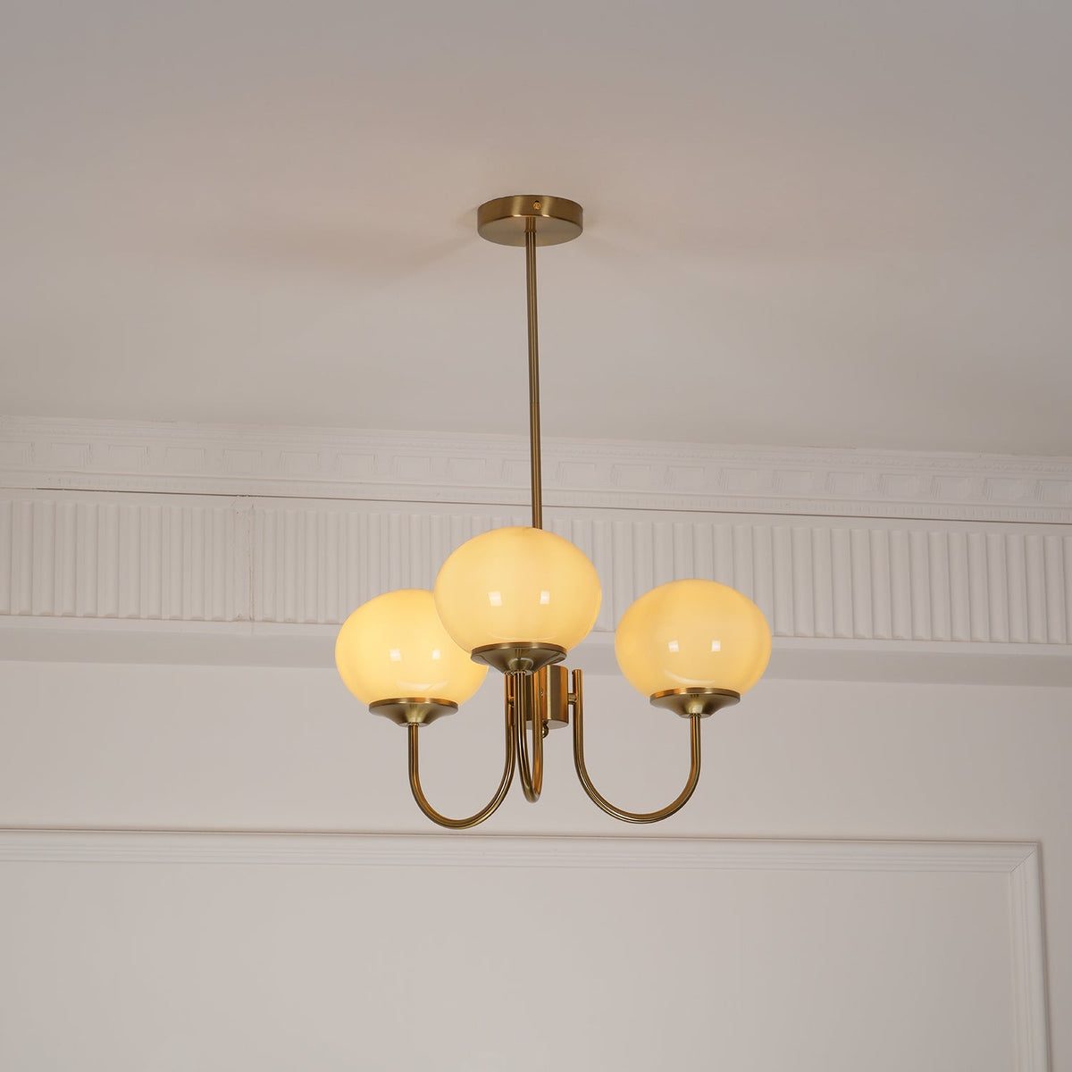 Mid-Century Copper Glass Chandelier – 3 or 5 Globe