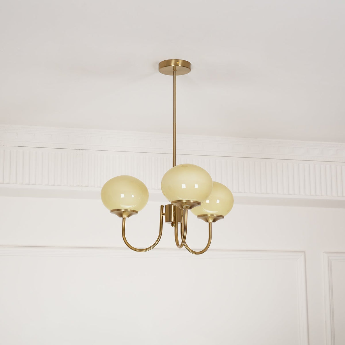 Mid-Century Copper Glass Chandelier – 3 or 5 Globe