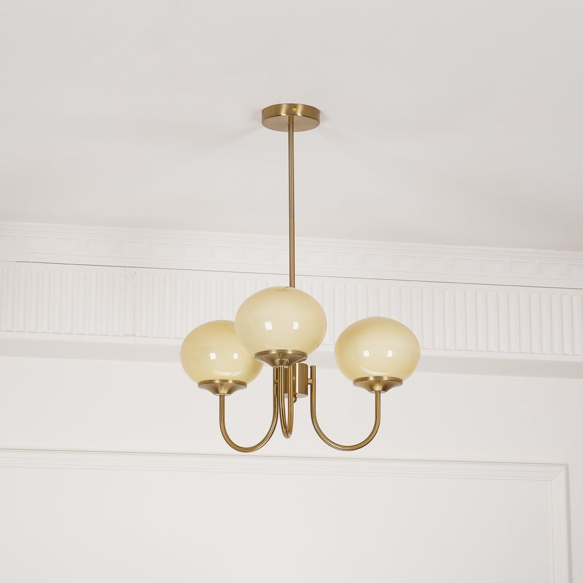 Mid-Century Copper Glass Chandelier – 3 or 5 Globe