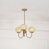 Mid-Century Copper Glass Chandelier – 3 or 5 Globe