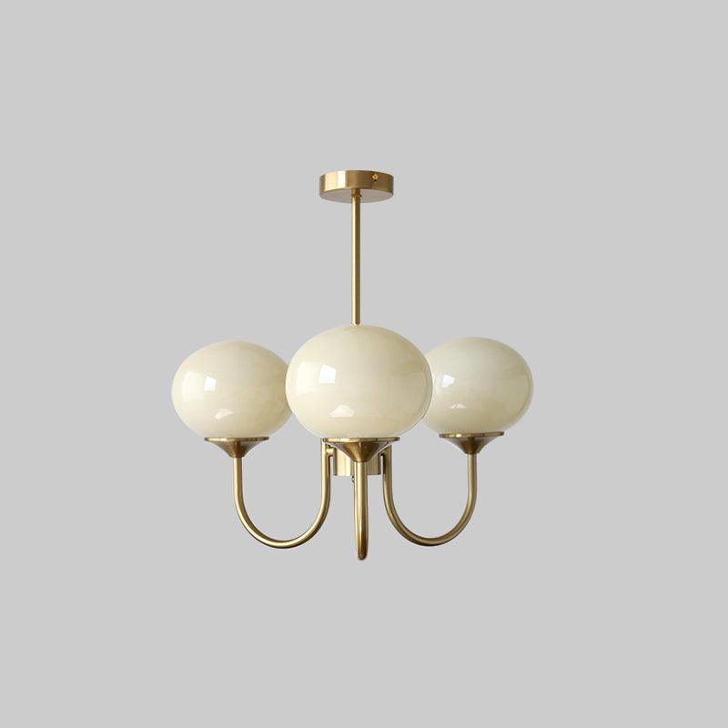 Mid-Century Copper Glass Chandelier – 3 or 5 Globe