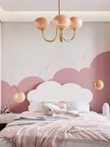 Mid-Century Copper Glass Chandelier – 3 or 5 Globe