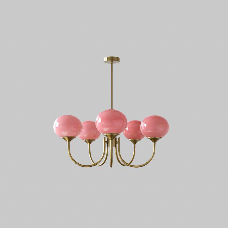 Mid-Century Copper Glass Chandelier – 3 or 5 Globe