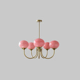 Mid-Century Copper Glass Chandelier – 3 or 5 Globe