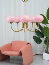 Mid-Century Copper Glass Chandelier – 3 or 5 Globe