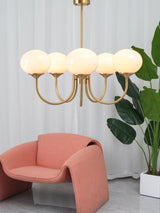 Mid-Century Copper Glass Chandelier – 3 or 5 Globe