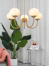 Mid-Century Copper Glass Chandelier – 3 or 5 Globe