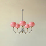 Mid-Century Copper Glass Chandelier – 3 or 5 Globe