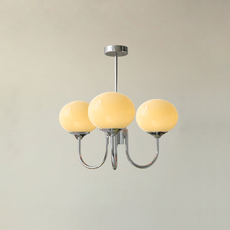 Mid-Century Copper Glass Chandelier – 3 or 5 Globe