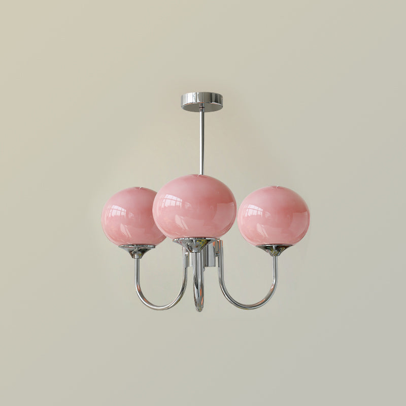 Mid-Century Copper Glass Chandelier – 3 or 5 Globe