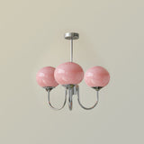 Mid-Century Copper Glass Chandelier – 3 or 5 Globe