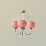 Mid-Century Copper Glass Chandelier – 3 or 5 Globe
