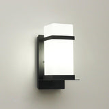 Modern Black Wall Light – White Glass Sconce for Porch
