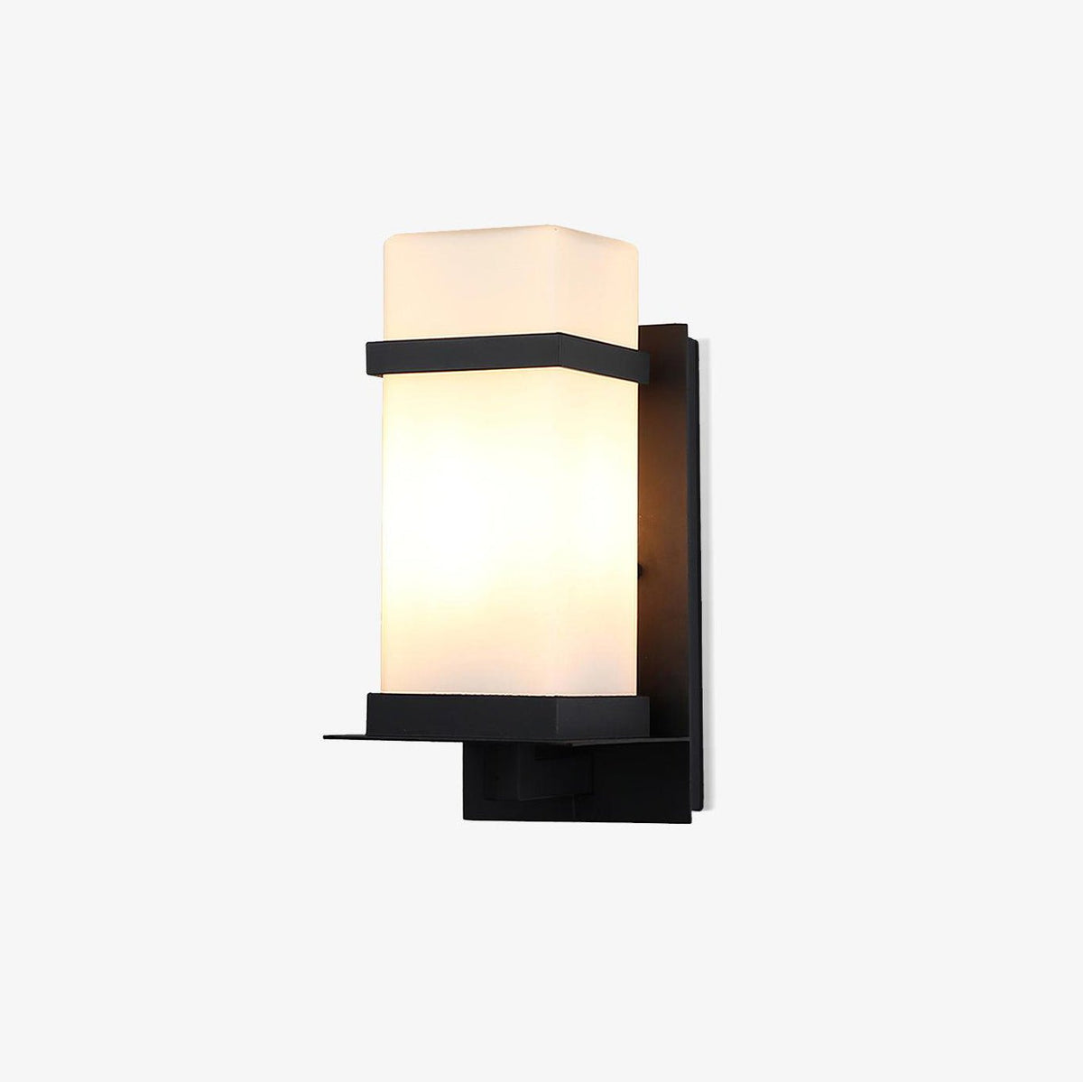 Modern Black Wall Light – White Glass Sconce for Porch