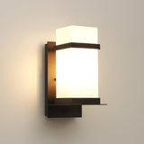 Modern Black Wall Light – White Glass Sconce for Porch