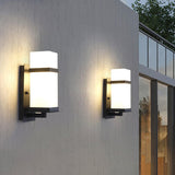 Modern Black Wall Light – White Glass Sconce for Porch