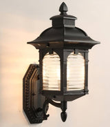 Farmhouse Black Wall Lantern – Glass Sconce for Porch