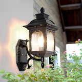 Farmhouse Black Wall Lantern – Glass Sconce for Porch