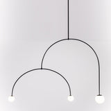 Modern Gold Metal Arc Chandelier – Globe Pendants