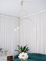 Modern Gold Metal Arc Chandelier – Globe Pendants