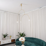 Modern Gold Metal Arc Chandelier – Globe Pendants