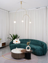 Modern Gold Metal Arc Chandelier – Globe Pendants