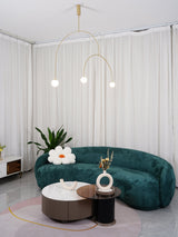 Modern Gold Metal Arc Chandelier – Globe Pendants
