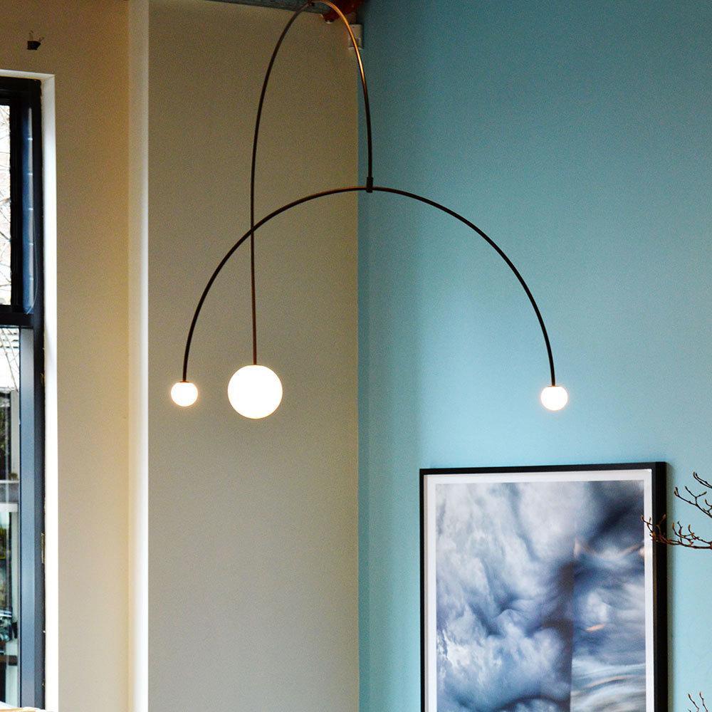 Modern Gold Metal Arc Chandelier – Globe Pendants