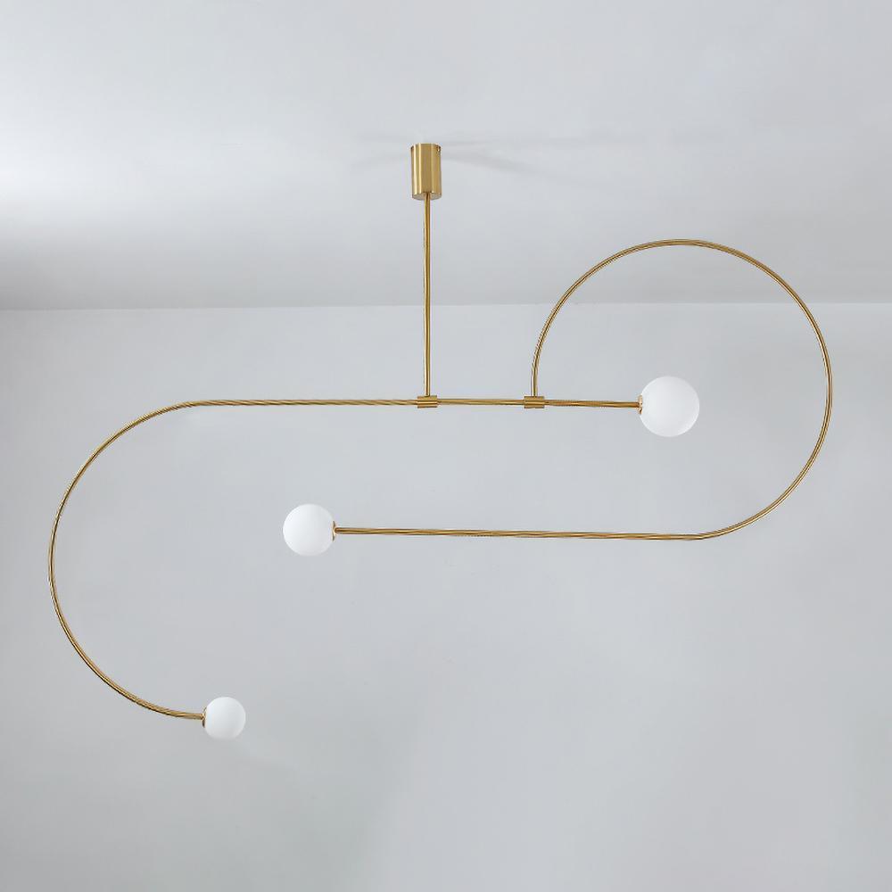 Modern Gold Metal Arc Chandelier – Globe Pendants