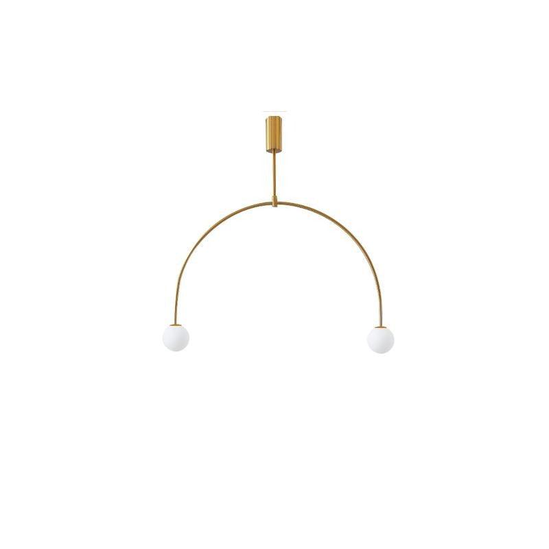 Modern Gold Metal Arc Chandelier – Globe Pendants