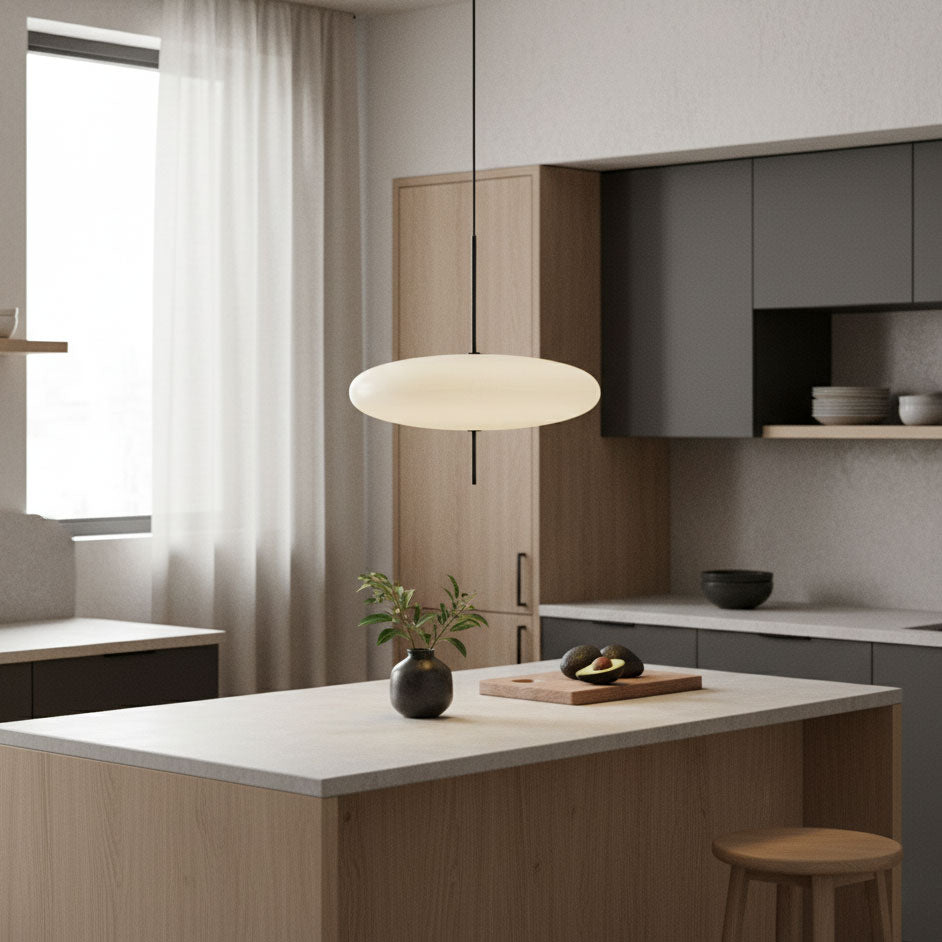 Minimalist White Opal Disc Pendant – Two-Tier