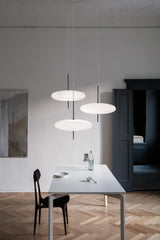 Minimalist White Opal Disc Pendant – Two-Tier