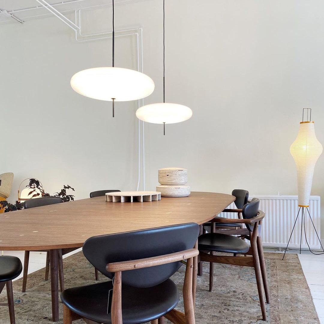 Minimalist White Opal Disc Pendant – Two-Tier