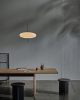Minimalist White Opal Disc Pendant – Two-Tier