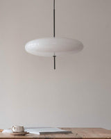 Minimalist White Opal Disc Pendant – Two-Tier