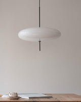Minimalist White Opal Disc Pendant – Two-Tier