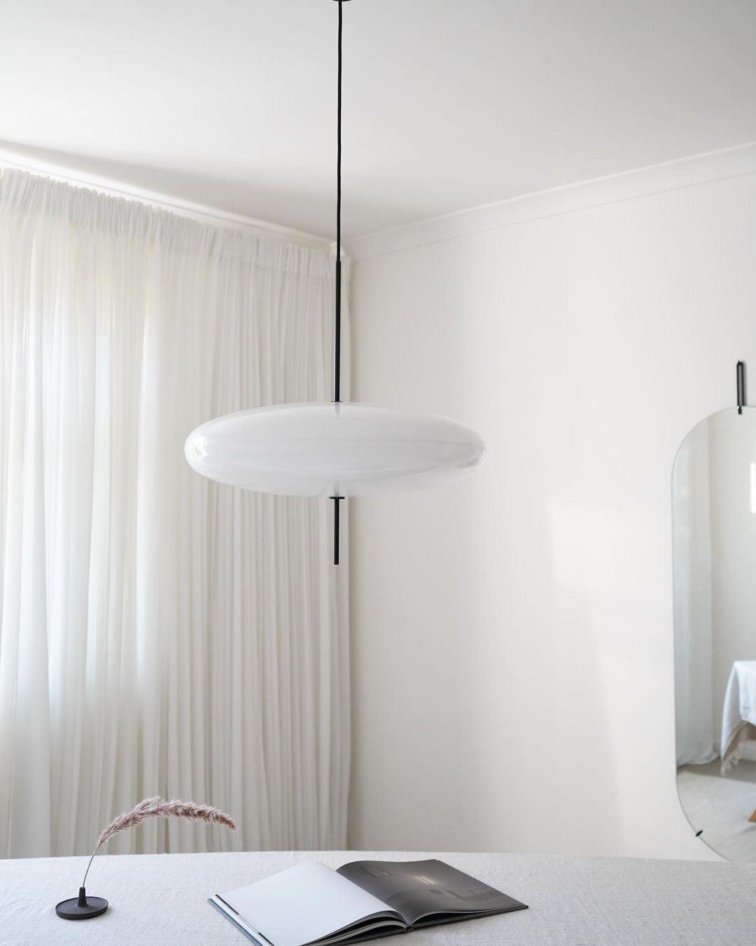 Minimalist White Opal Disc Pendant – Two-Tier