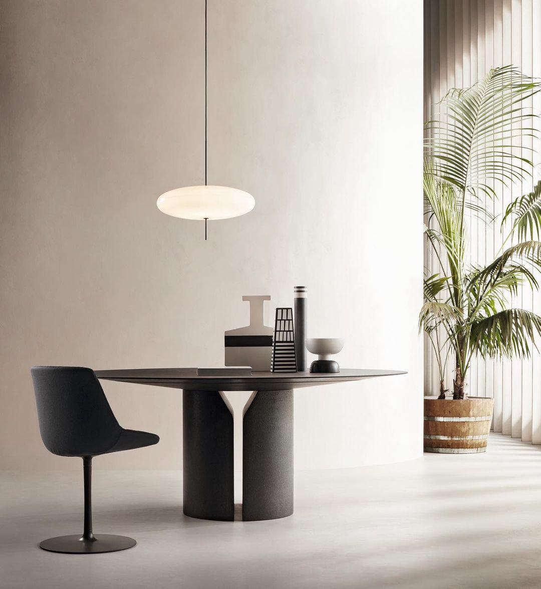 Minimalist White Opal Disc Pendant – Two-Tier