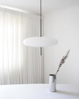 Minimalist White Opal Disc Pendant – Two-Tier