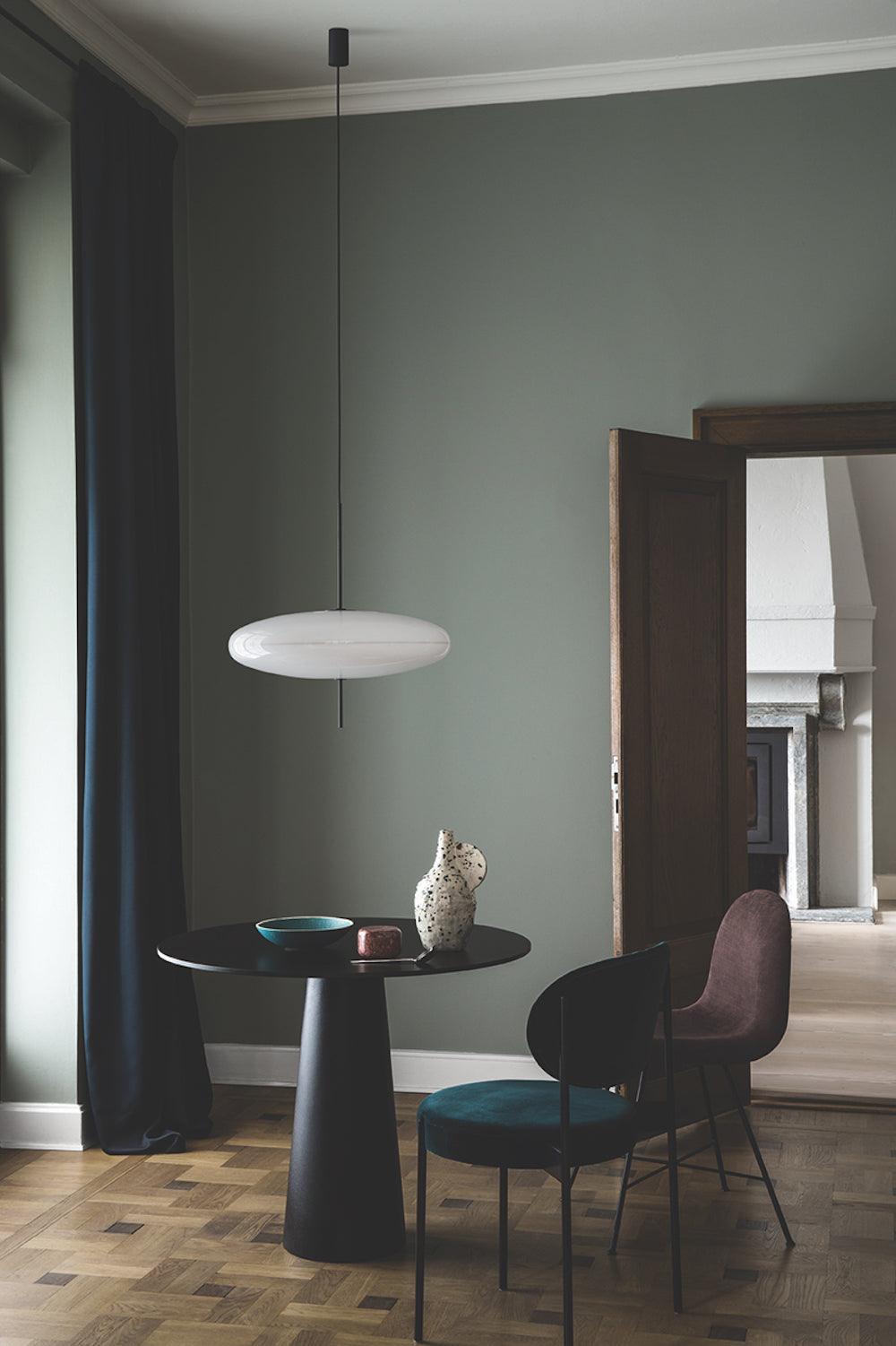 Minimalist White Opal Disc Pendant – Two-Tier