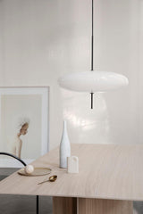 Minimalist White Opal Disc Pendant – Two-Tier