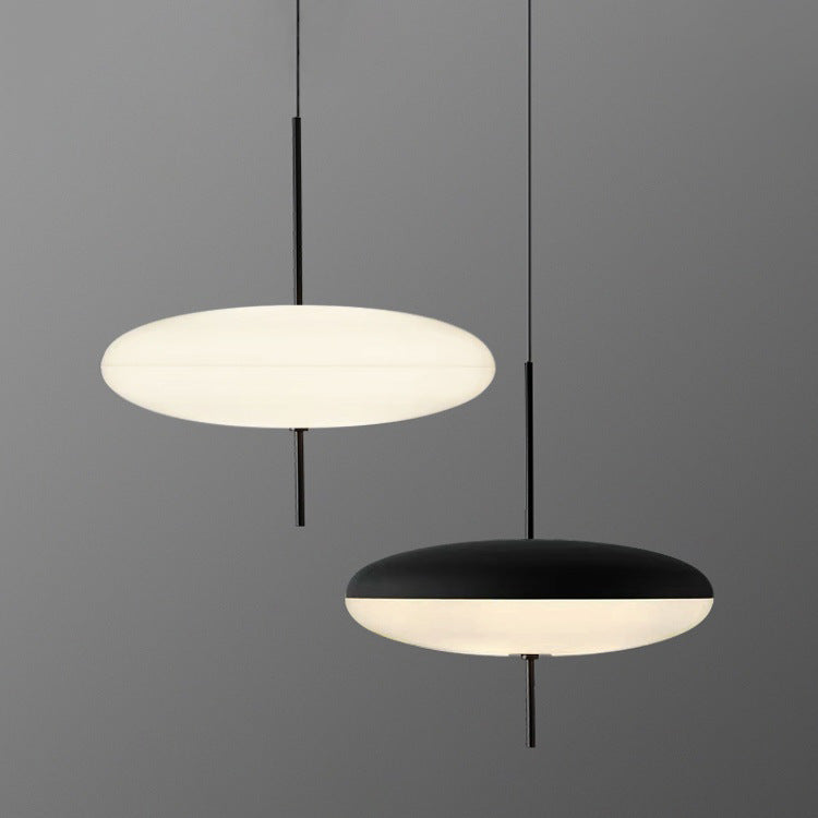 Minimalist White Opal Disc Pendant – Two-Tier