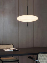 Minimalist White Opal Disc Pendant – Two-Tier