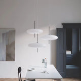 Minimalist White Opal Disc Pendant – Two-Tier