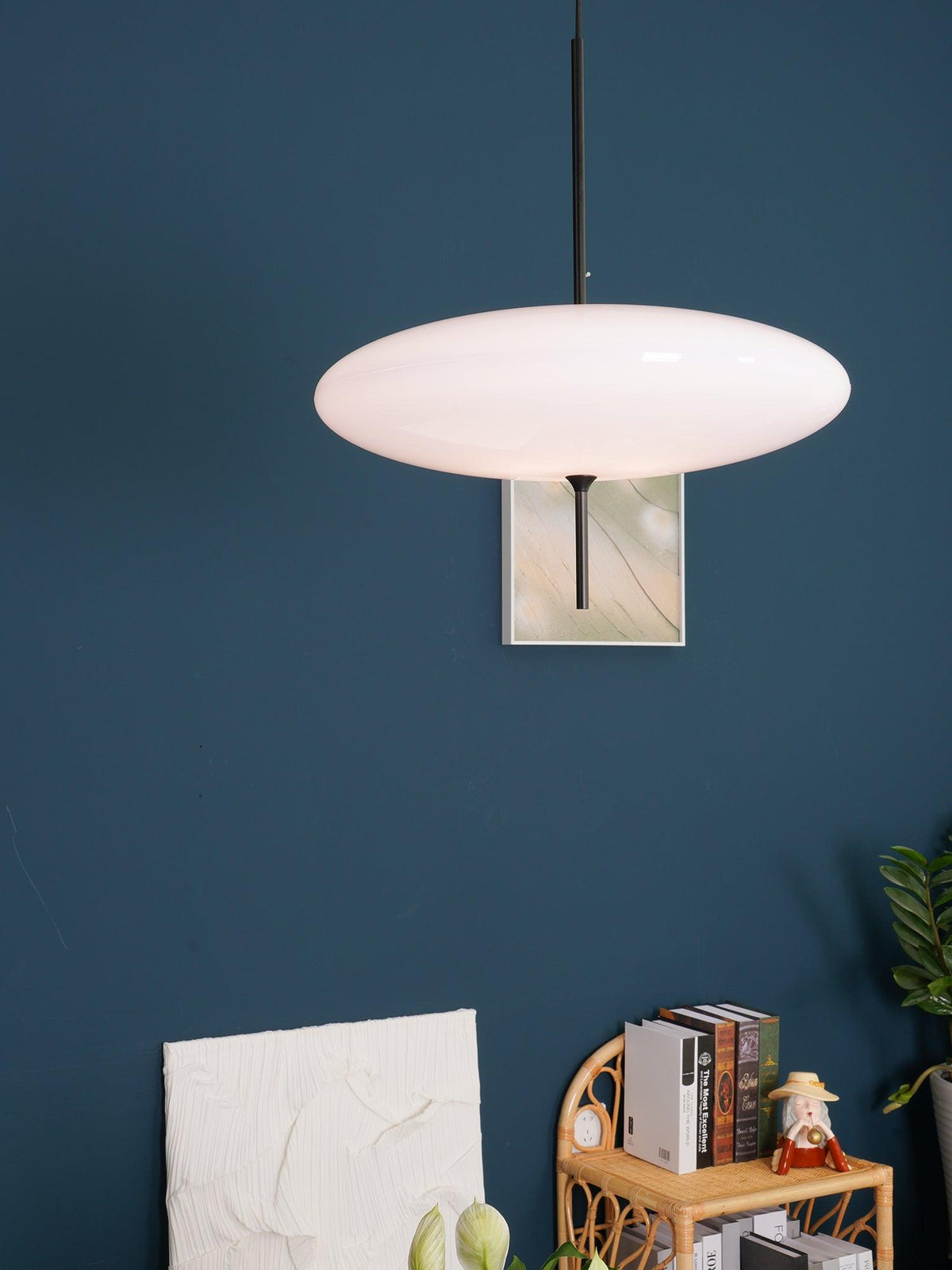Minimalist White Opal Disc Pendant – Two-Tier