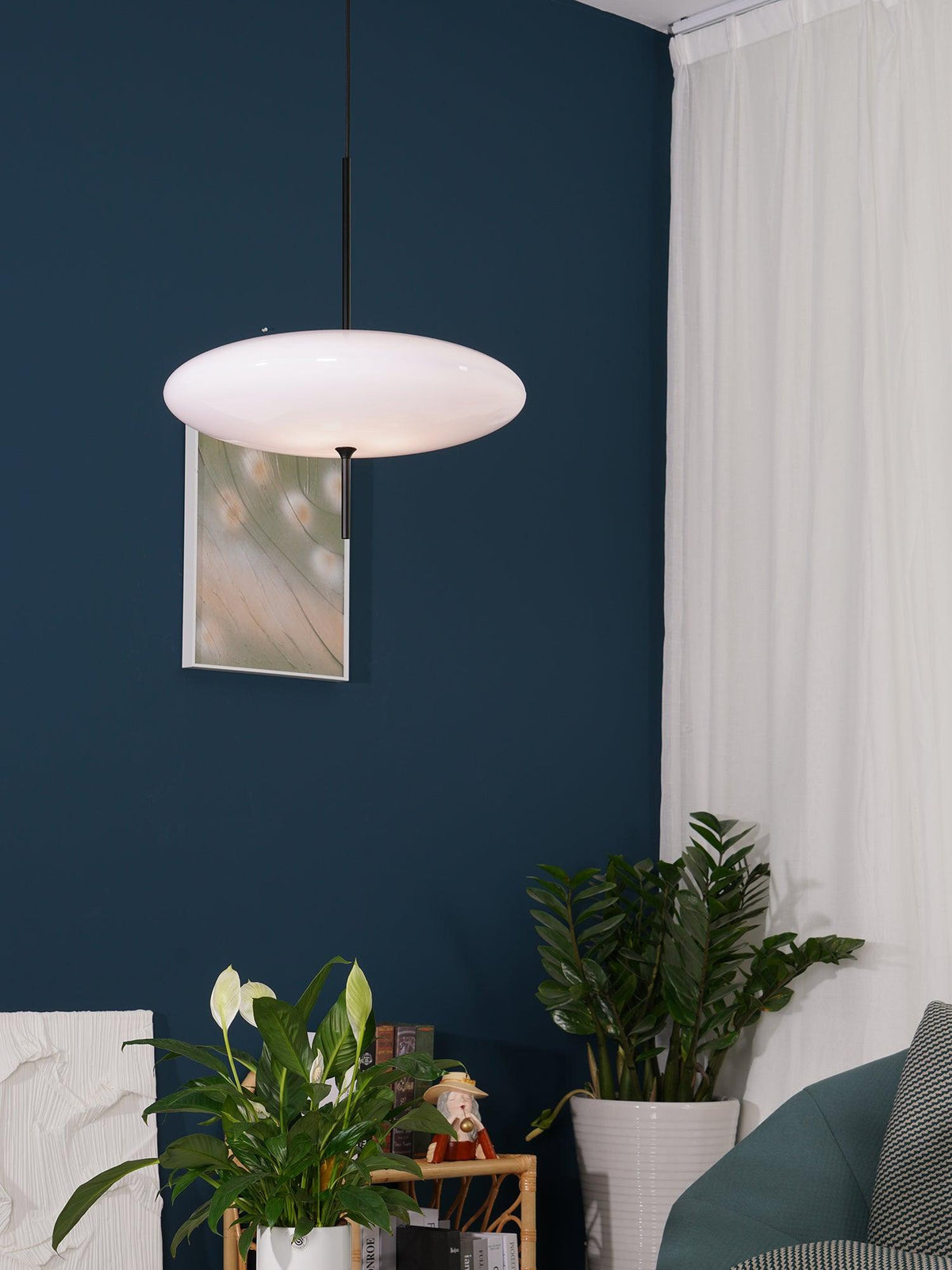 Minimalist White Opal Disc Pendant – Two-Tier