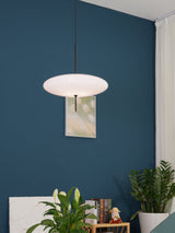 Minimalist White Opal Disc Pendant – Two-Tier